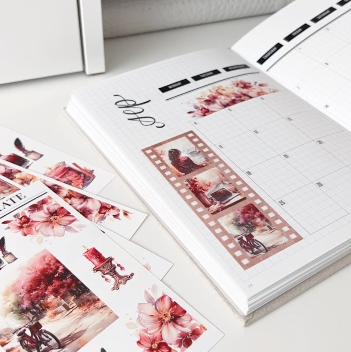 Burgundy Journaling Kit | Set of 6 Sticker Sheets