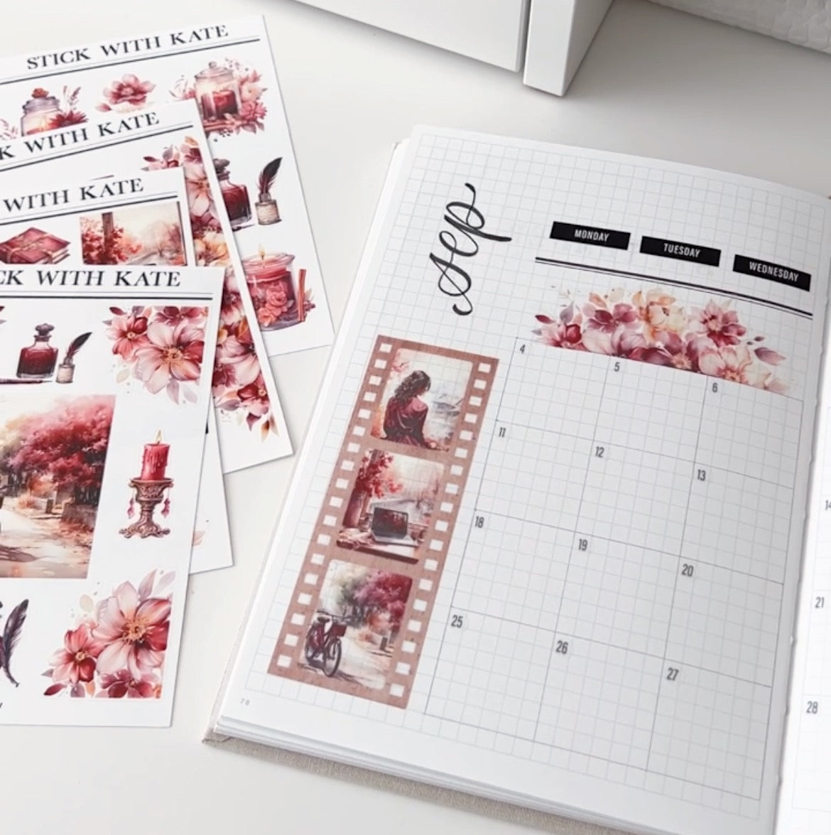 Burgundy Journaling Kit | Set of 6 Sticker Sheets