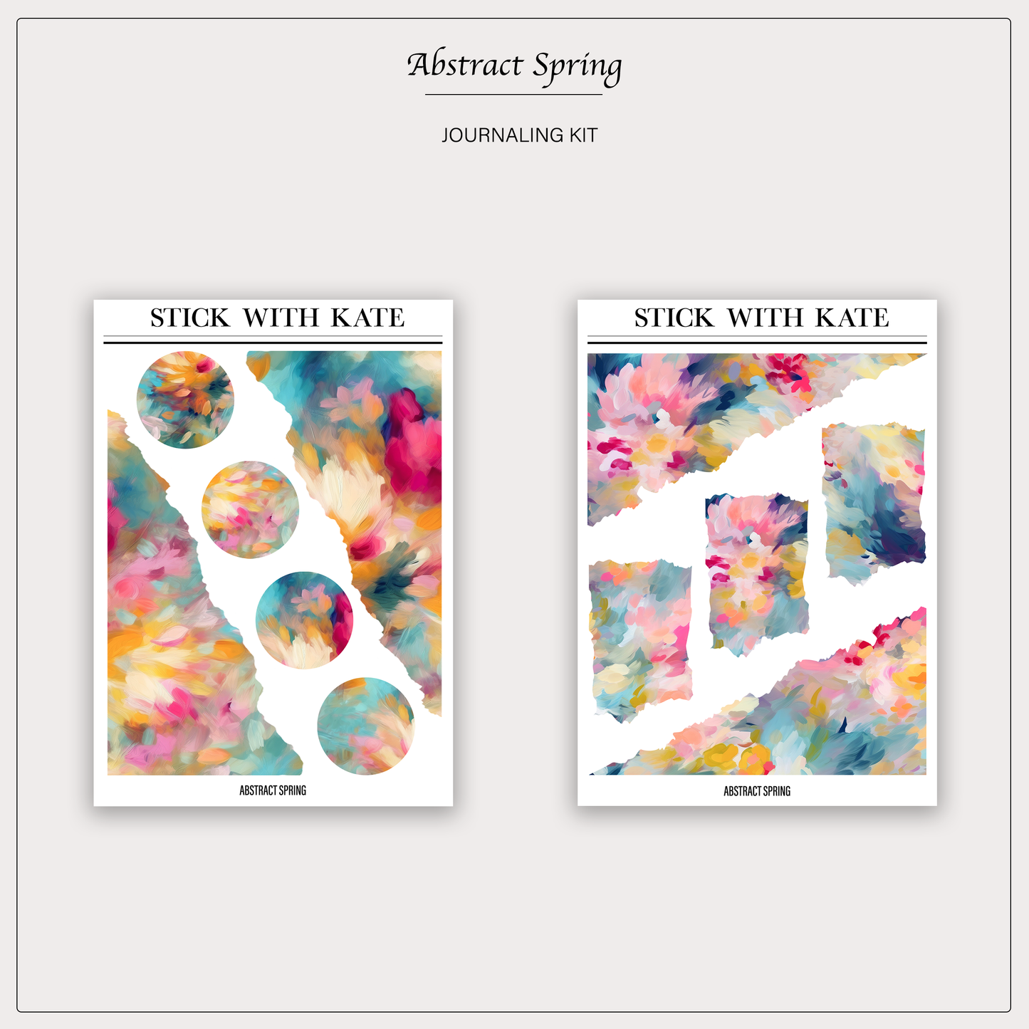 Abstract Spring Journaling Sticker Kit | Set of 4 Sticker Sheets