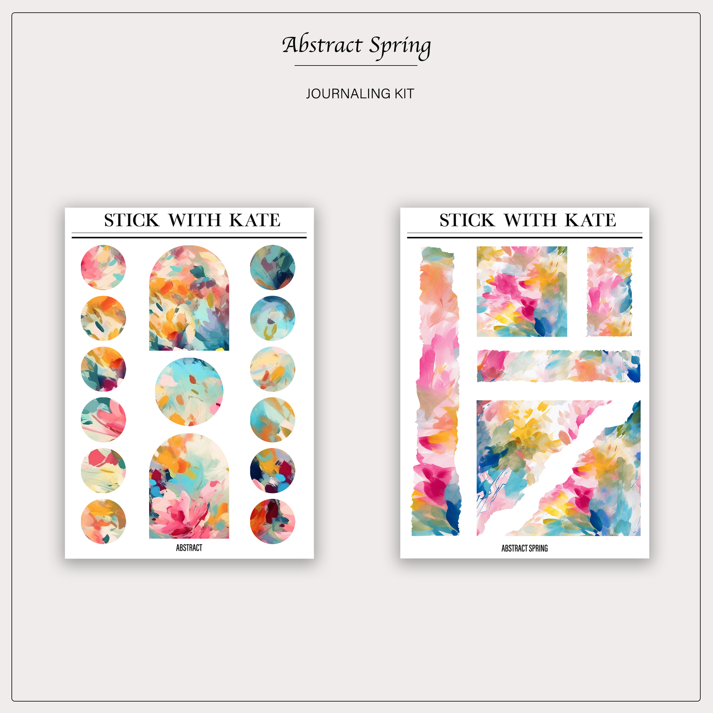 Abstract Spring Journaling Sticker Kit | Set of 4 Sticker Sheets