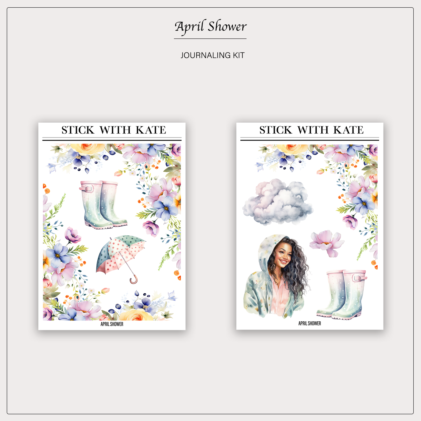 April Shower Journaling Kit | Set of 4 Sticker Sheets