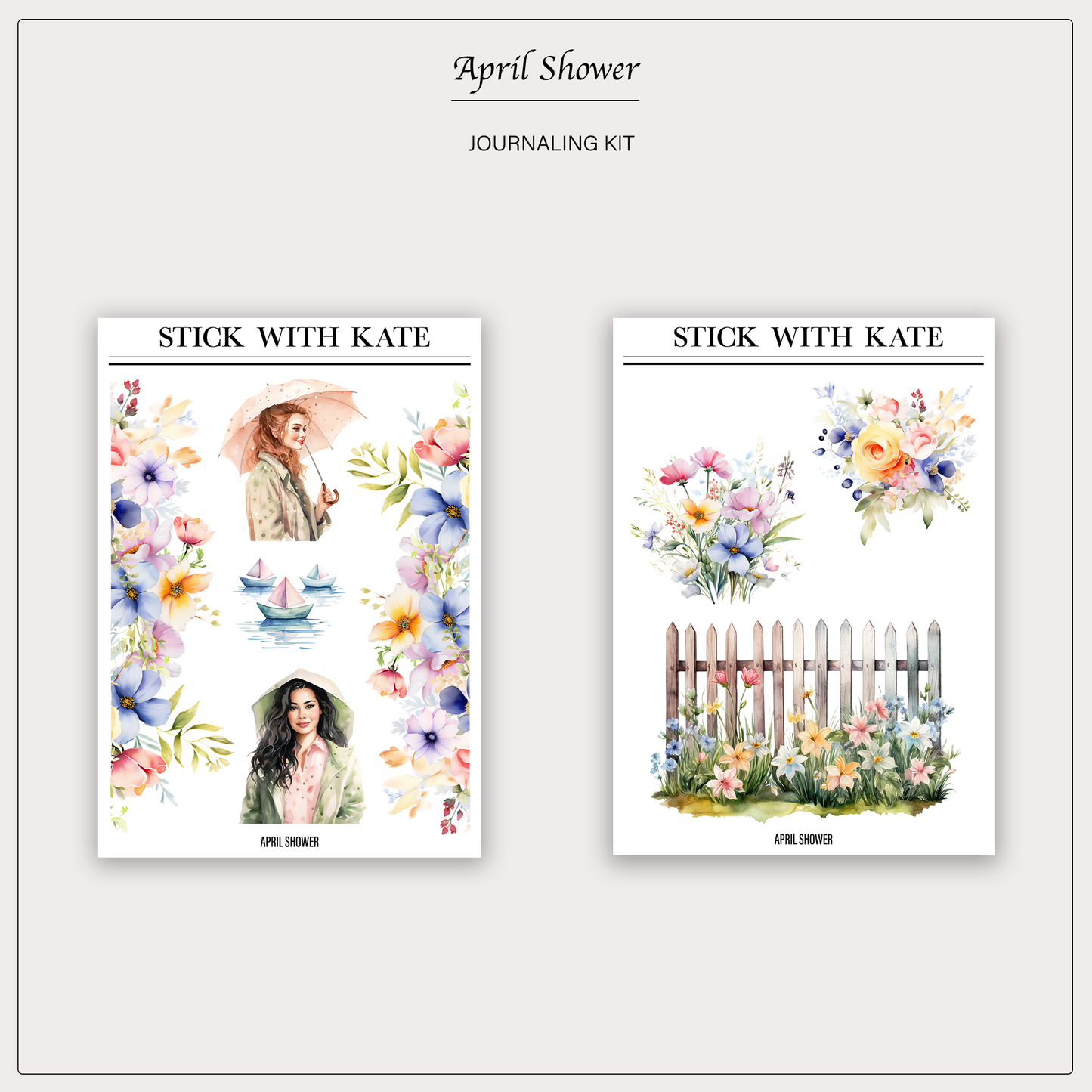 April Shower Journaling Kit | Set of 4 Sticker Sheets