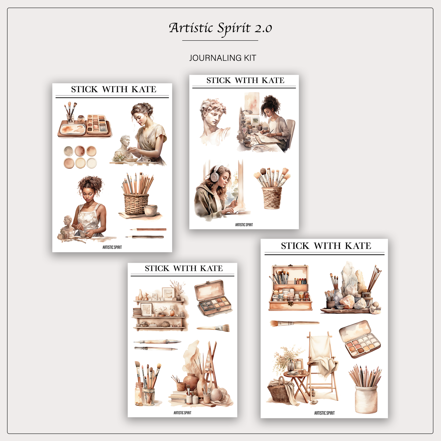 Artistic Spirit Journaling Sticker Kit | Set of 4 Sticker Sheets