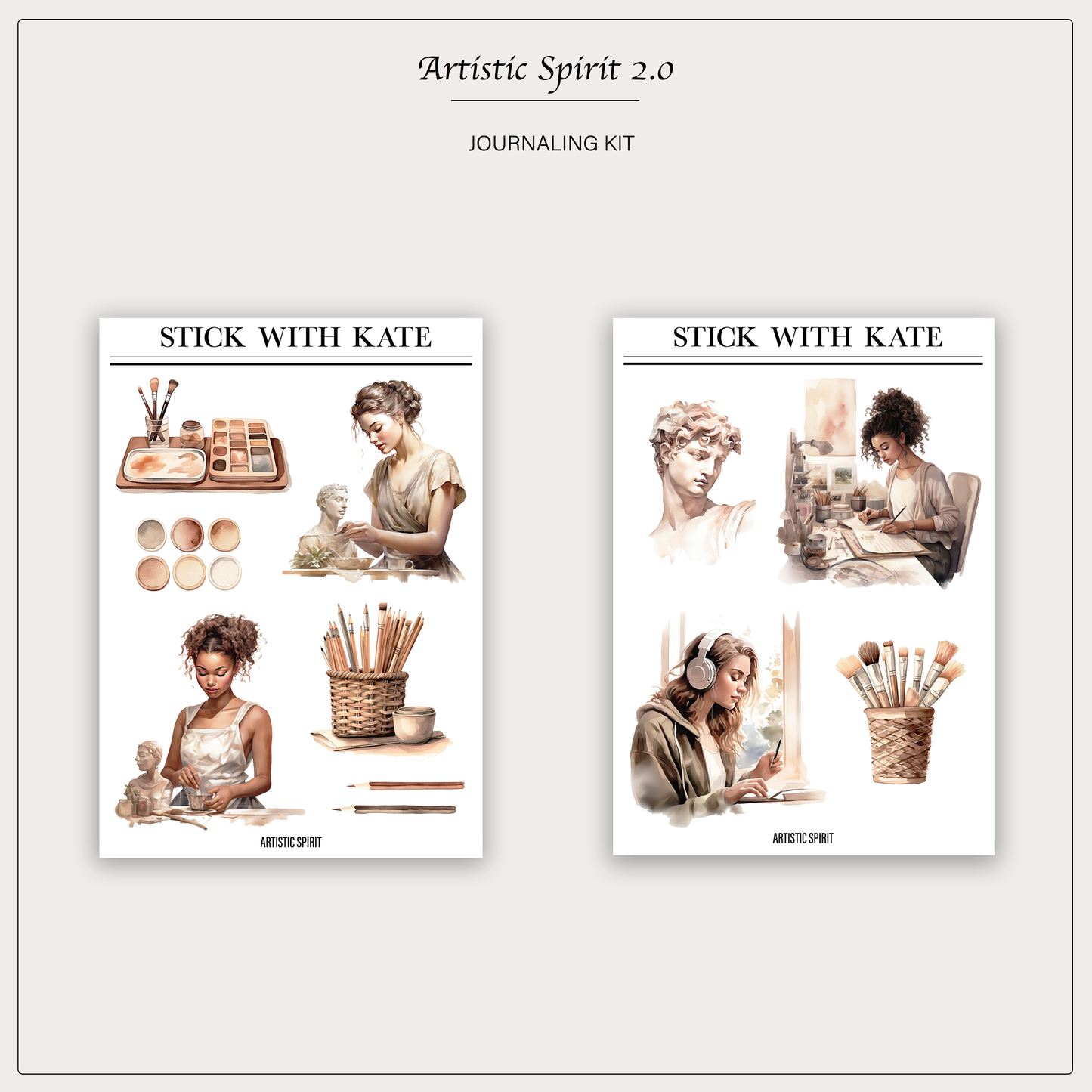 Artistic Spirit Journaling Sticker Kit | Set of 4 Sticker Sheets