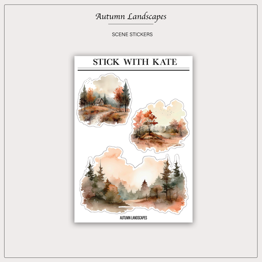 Autumn Landscapes Sticker Sheet - Serene Seasonal Scenes