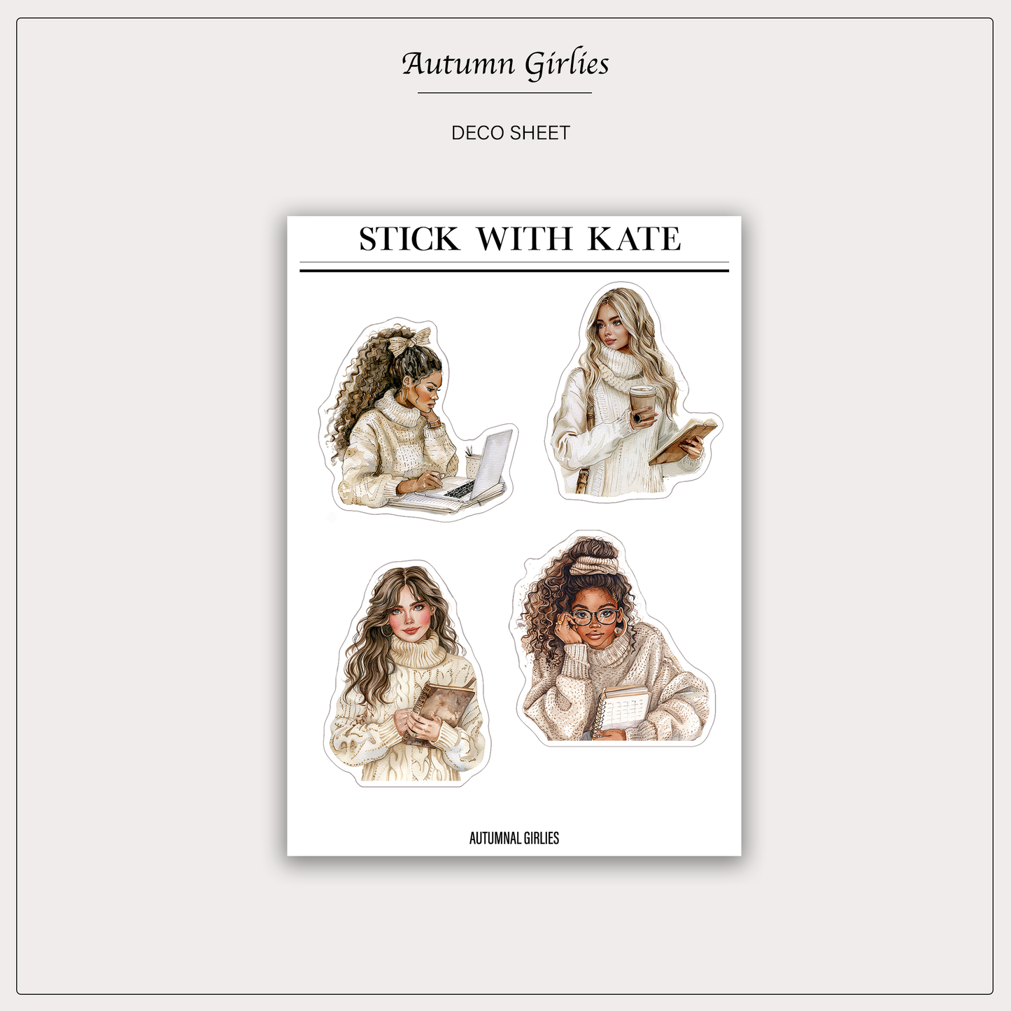 Autumn Girlies Sticker Sheet | Cozy Fall Stickers