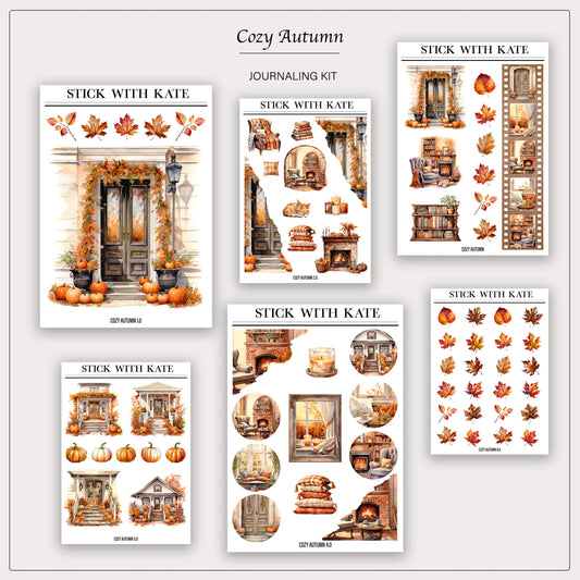 Cozy Autumn Journaling Kit | Set of 6 Sticker Sheets