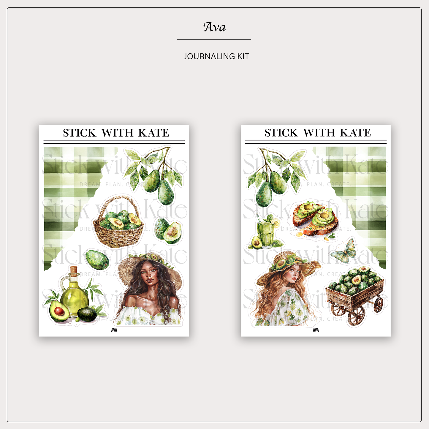 Ava Journaling Sticker Kit | Set of 4 Sticker Sheets