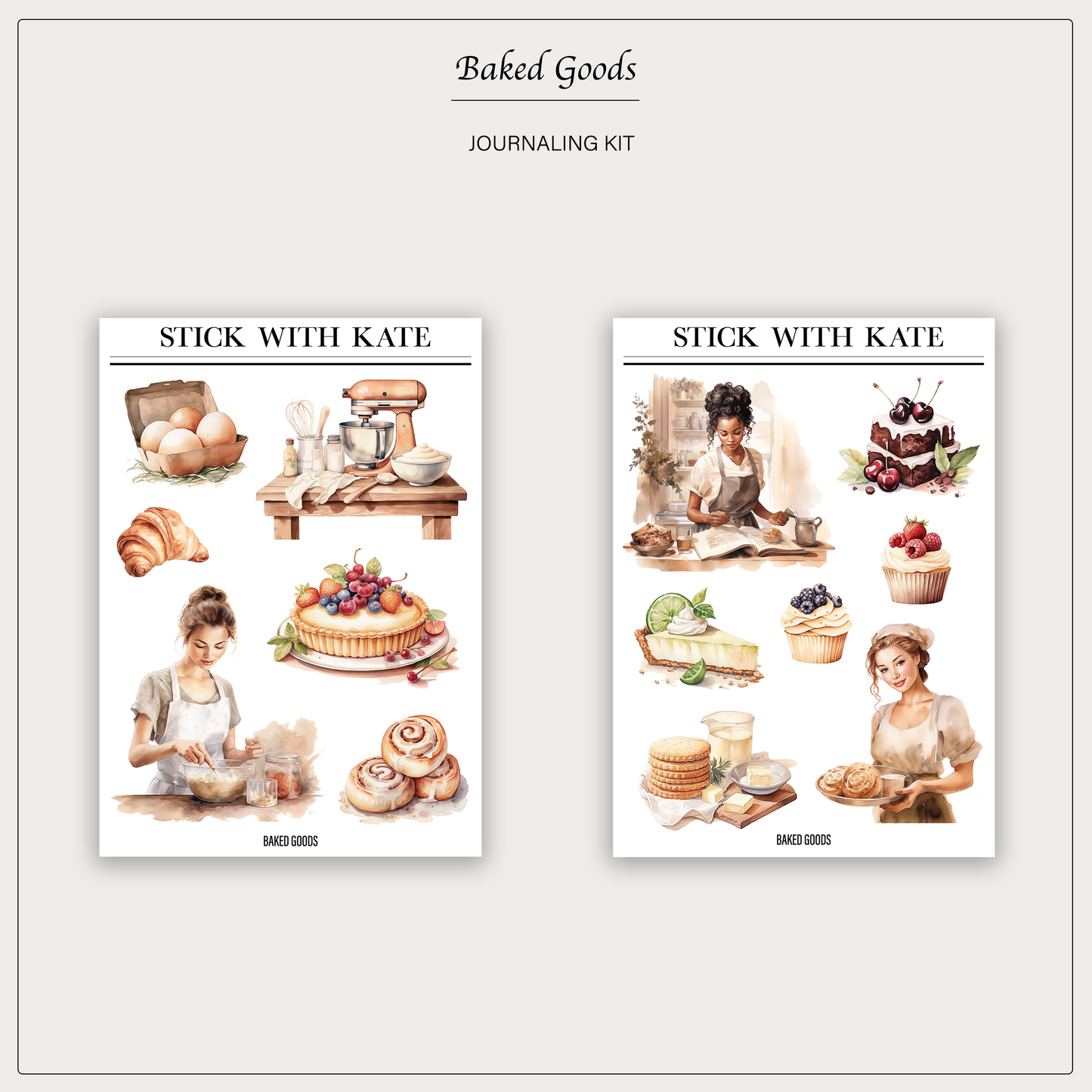 Baked Goods Journaling Sticker Kit | Set of 4 Sticker Sheets