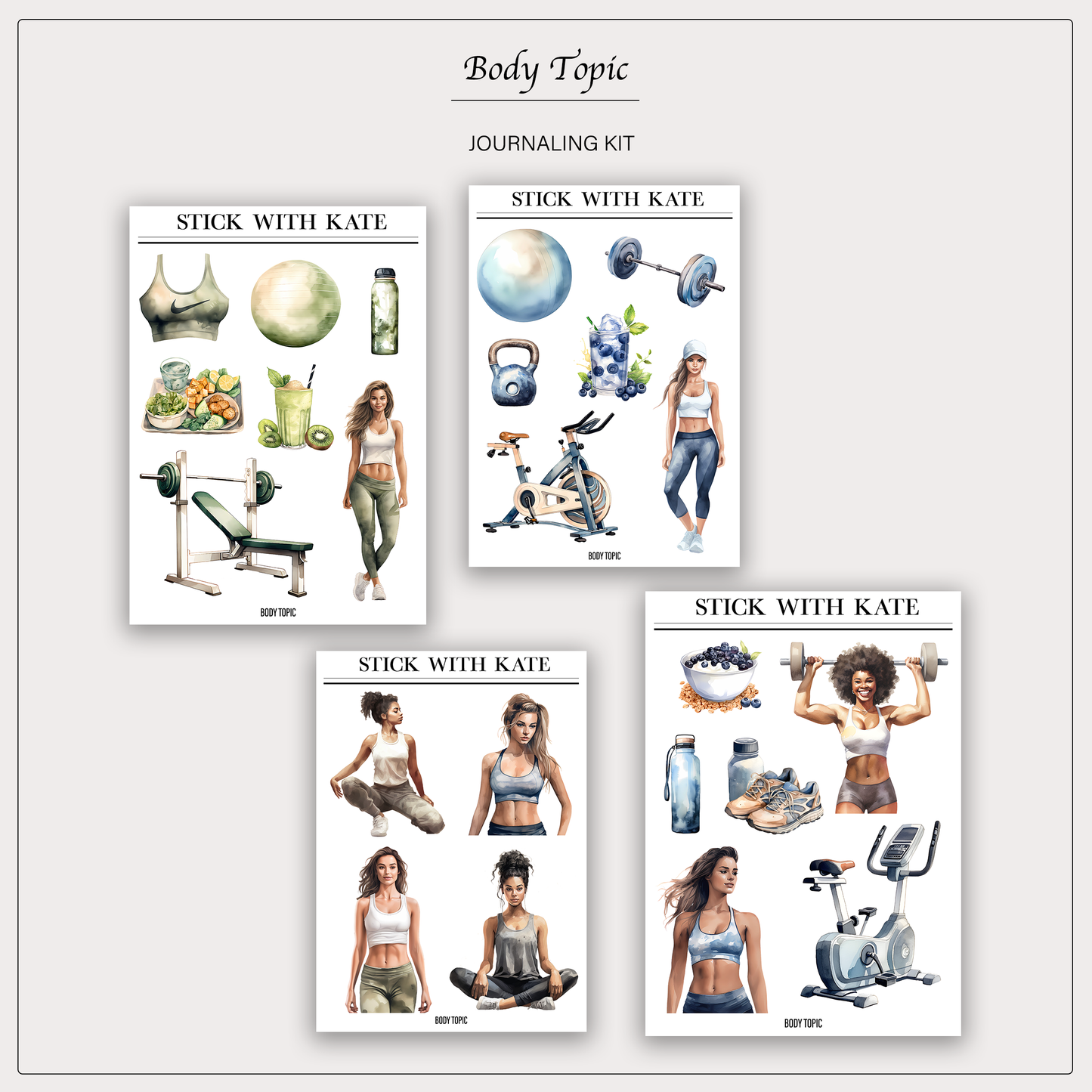 Body Topic Journaling Sticker Kit | Set of 4 Sticker Sheets