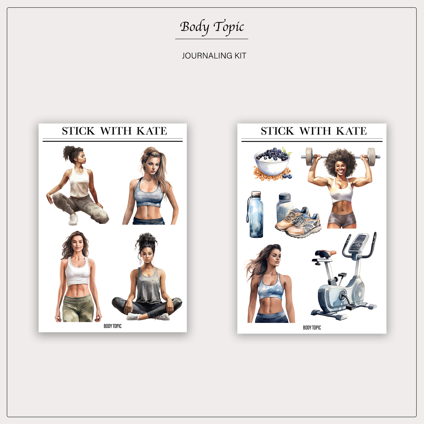 Body Topic Journaling Sticker Kit | Set of 4 Sticker Sheets