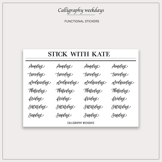 Calligraphy Weekdays - Functional Stickers