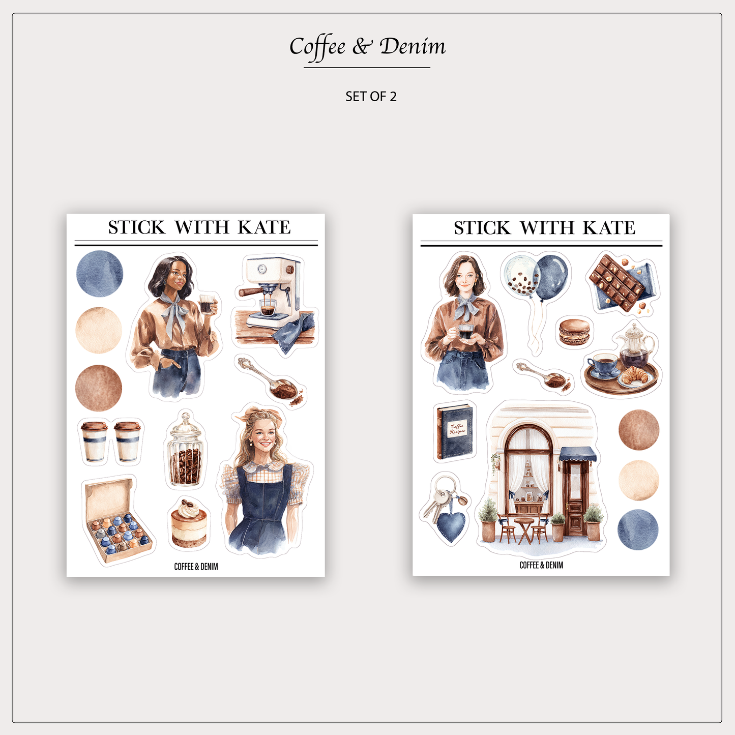 Coffee & Denim – 2pc sticker set