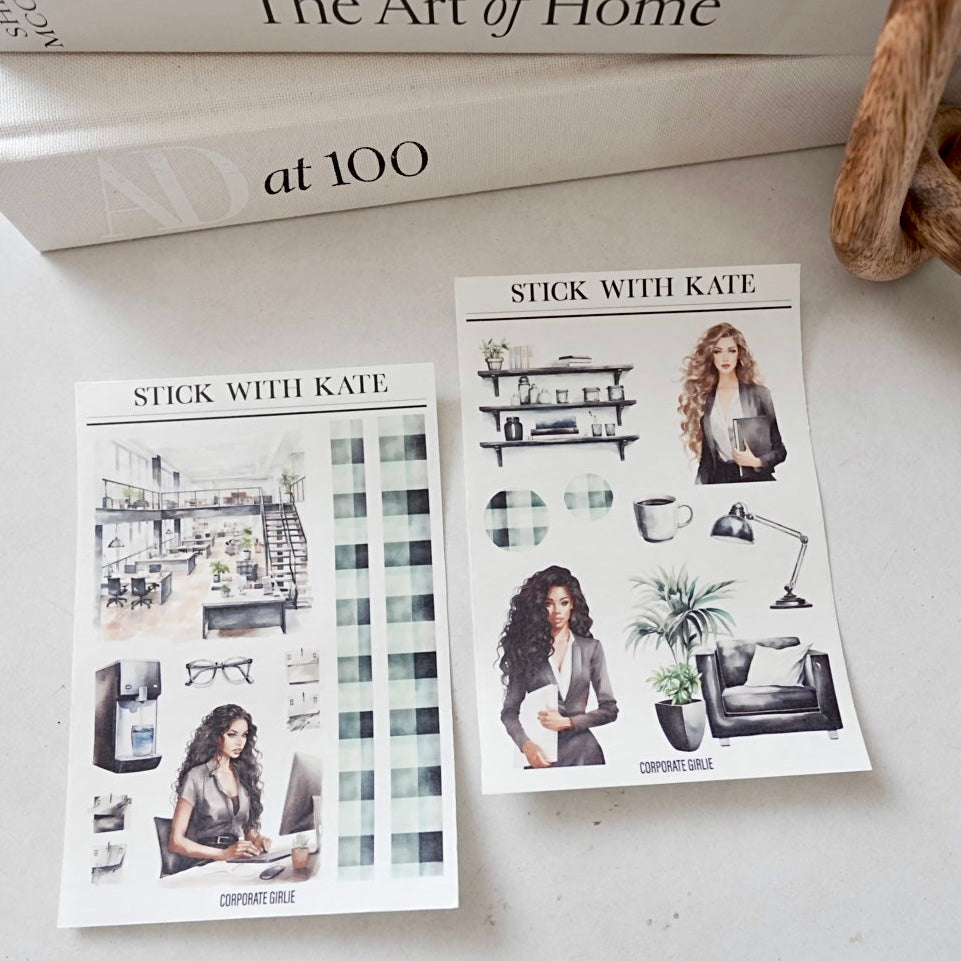 Corporate Girlie Journaling Sticker Kit - 6pc sticker set