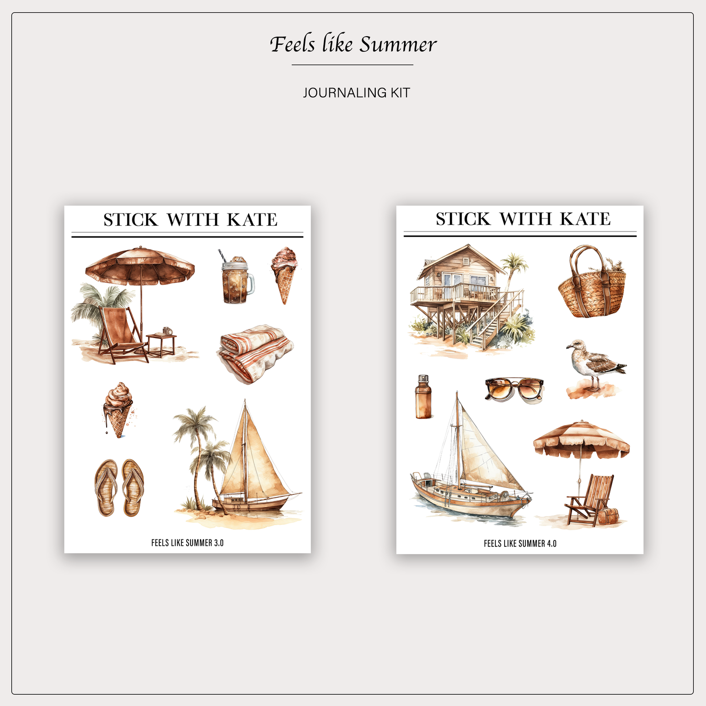 Feels Like Summer Journaling Sticker Kit | Set of 4 Sticker Sheets