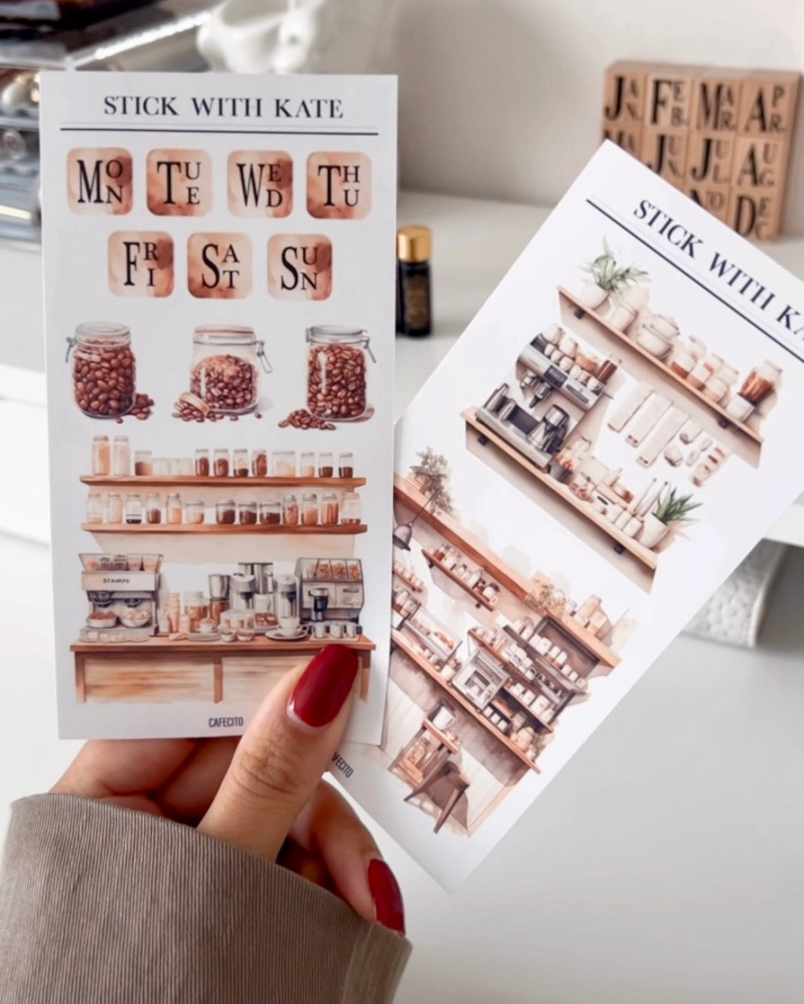 Cafecito Sticker Set | 2 Sheets | Coffee Scenes