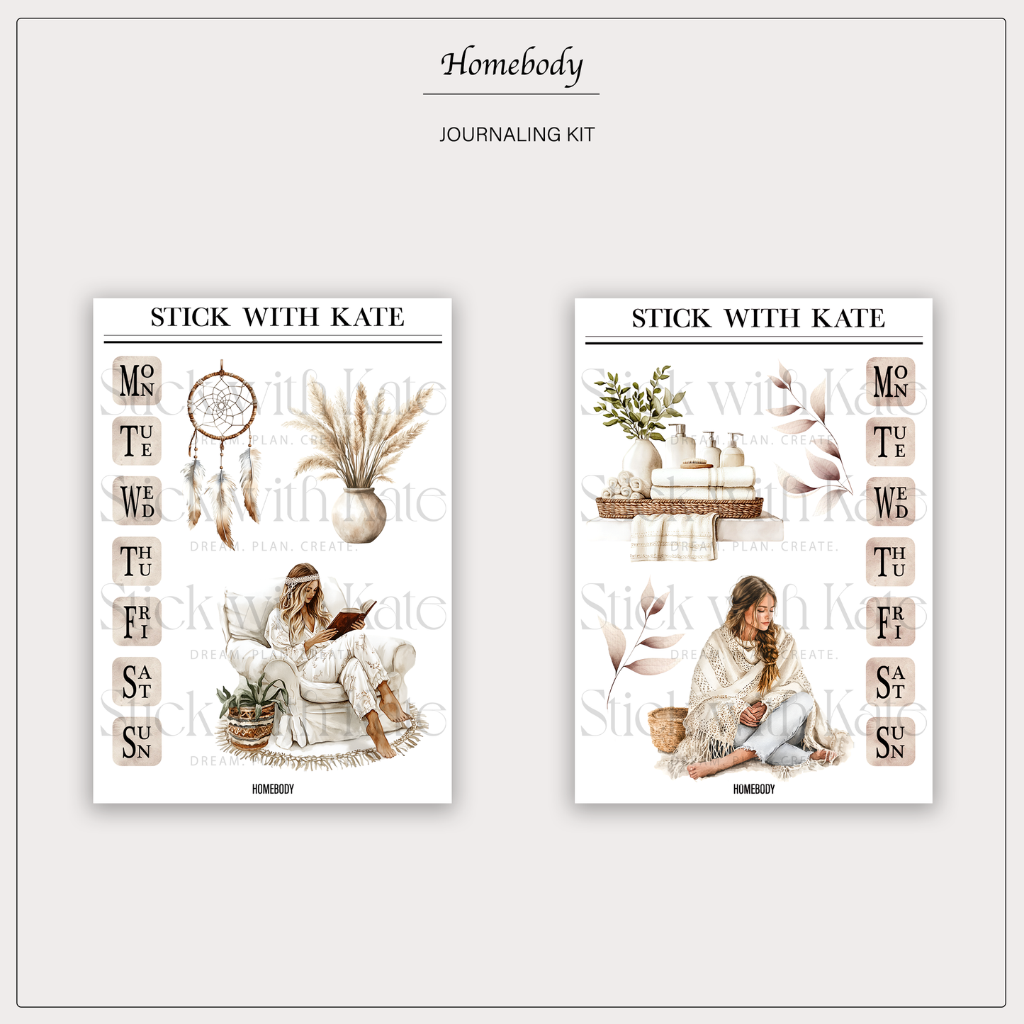 Homebody Journaling Kit | Set of 6 Sticker Sheets