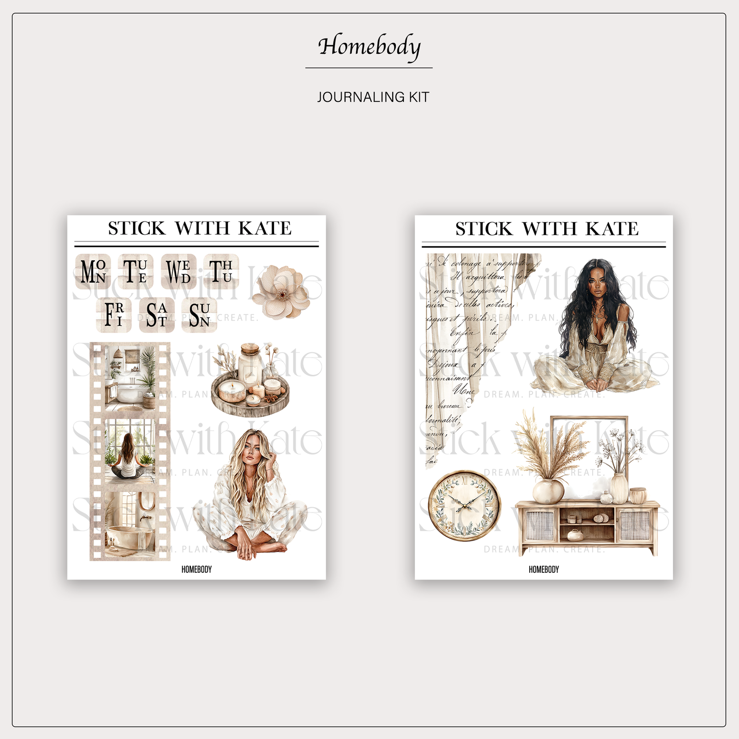 Homebody Journaling Kit | Set of 6 Sticker Sheets