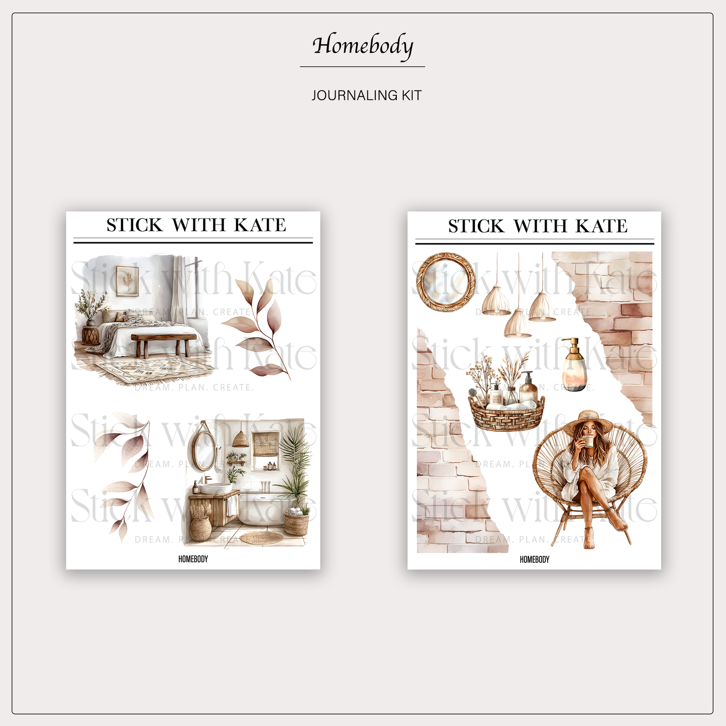 Homebody Journaling Kit | Set of 6 Sticker Sheets
