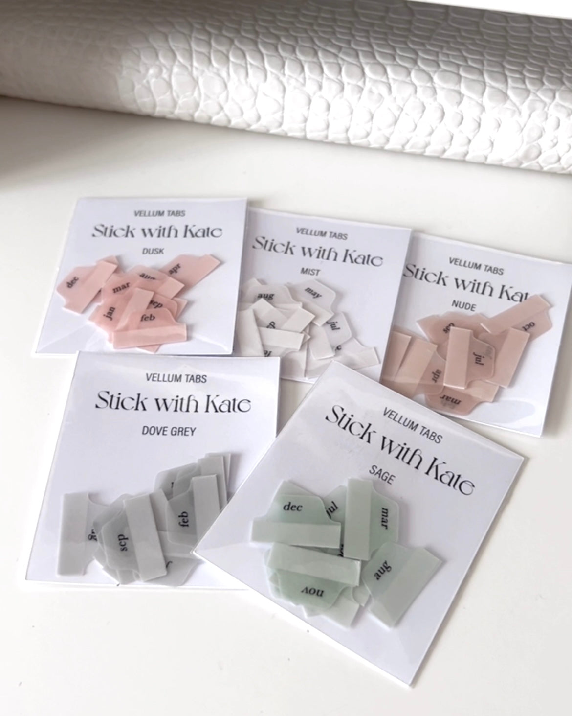 Mini Adhesive Vellum Month Tab Stickers – Elegant Planner Tabs