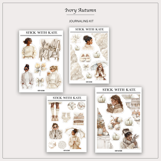 Ivory Autumn Journaling Kit | Set of 4 Sticker Sheets