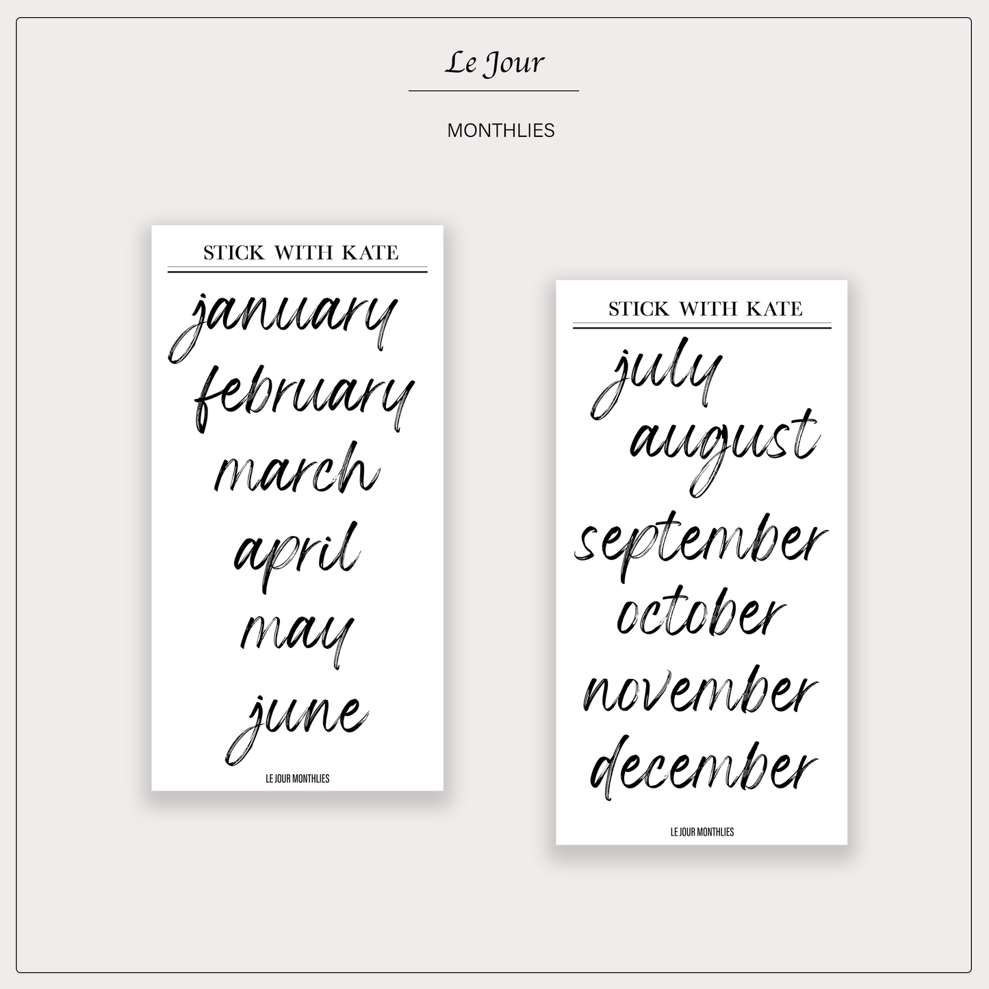Le Jour monthlies - Functional Stickers