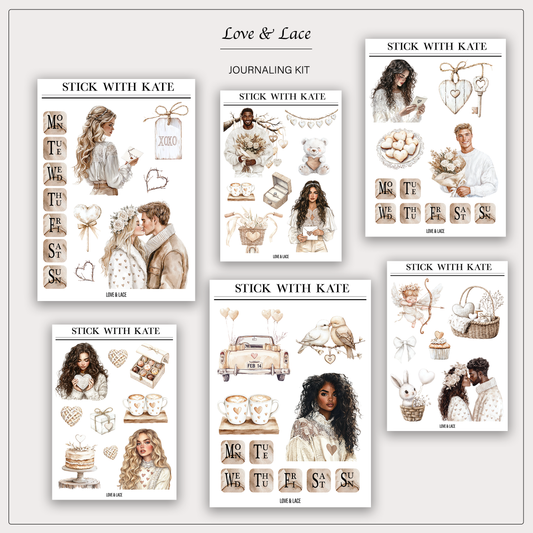 Love & Lace Journaling Kit | Set of 6 Sticker Sheets
