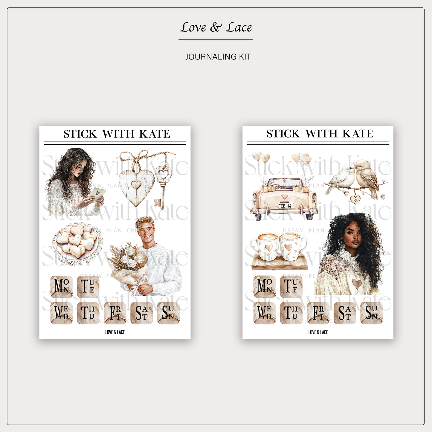 Love & Lace Journaling Kit | Set of 6 Sticker Sheets