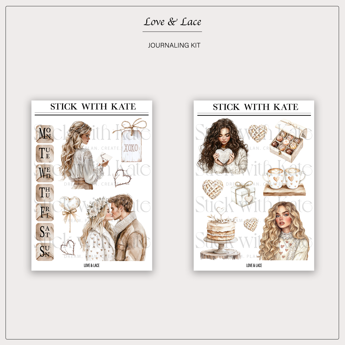 Love & Lace Journaling Kit | Set of 6 Sticker Sheets