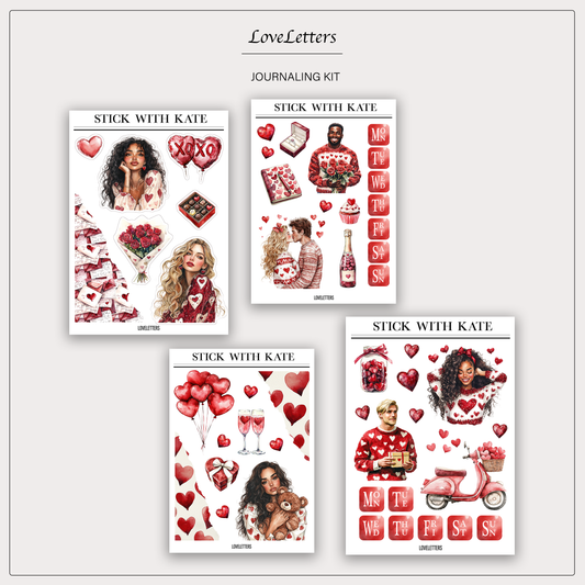 LoveLetters Journaling Sticker Kit | Set of 4 Sticker Sheets