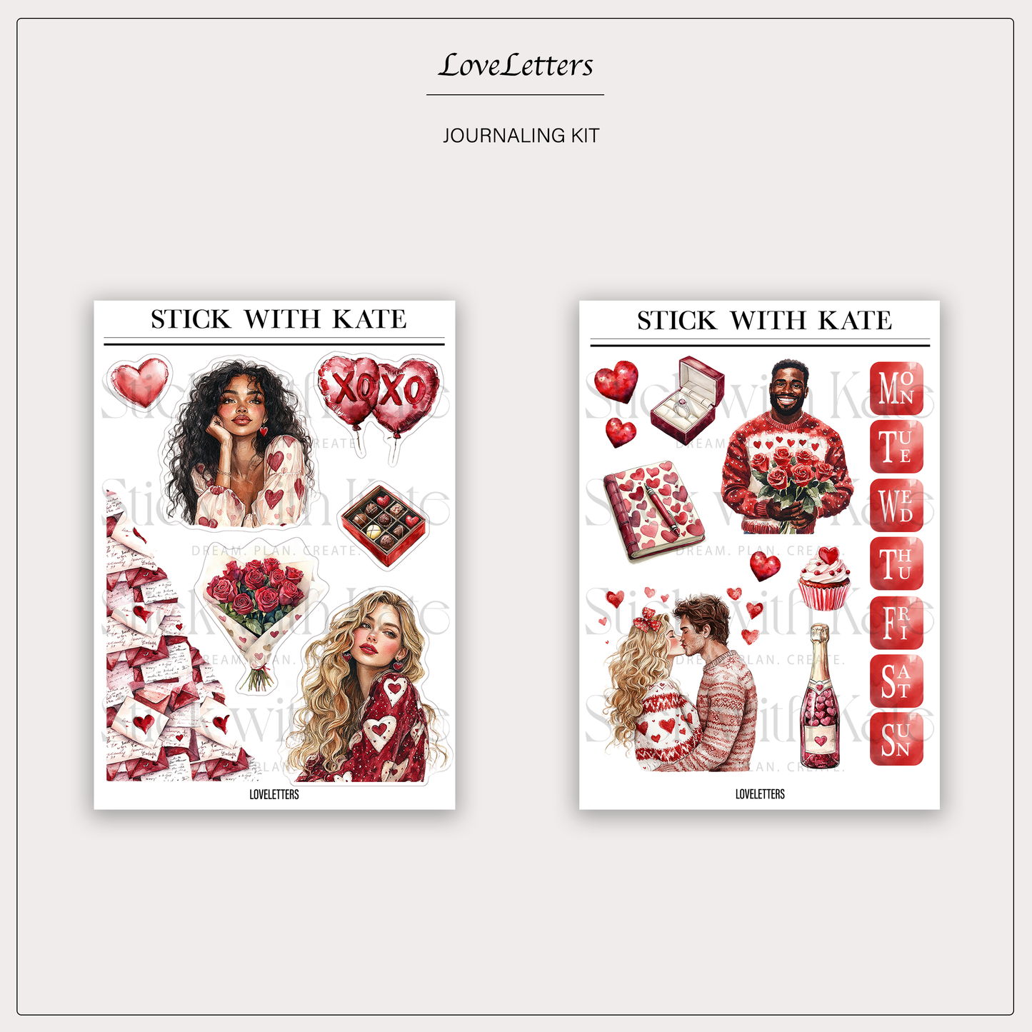 LoveLetters Journaling Sticker Kit | Set of 4 Sticker Sheets