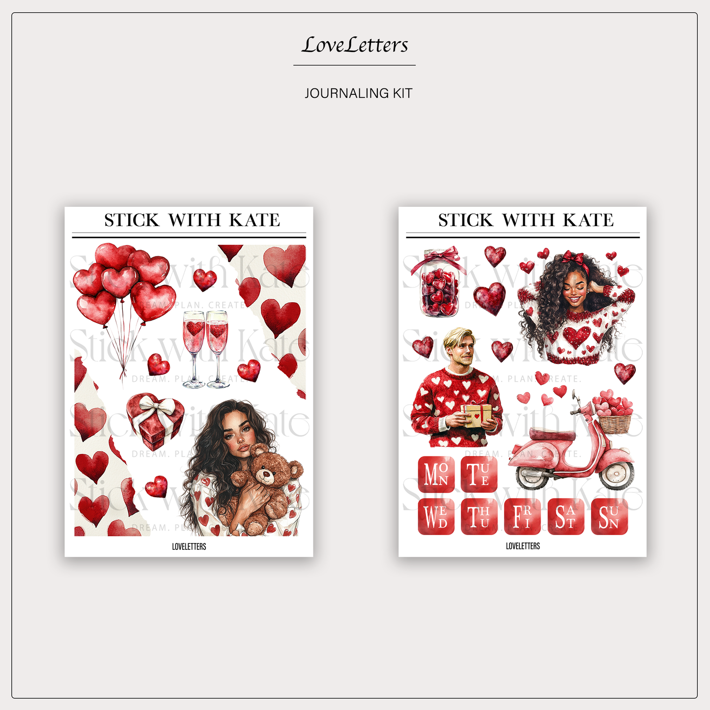 LoveLetters Journaling Sticker Kit | Set of 4 Sticker Sheets