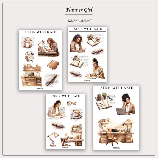 Planner Girl Journaling Sticker Kit | Set of 4 Sticker Sheets