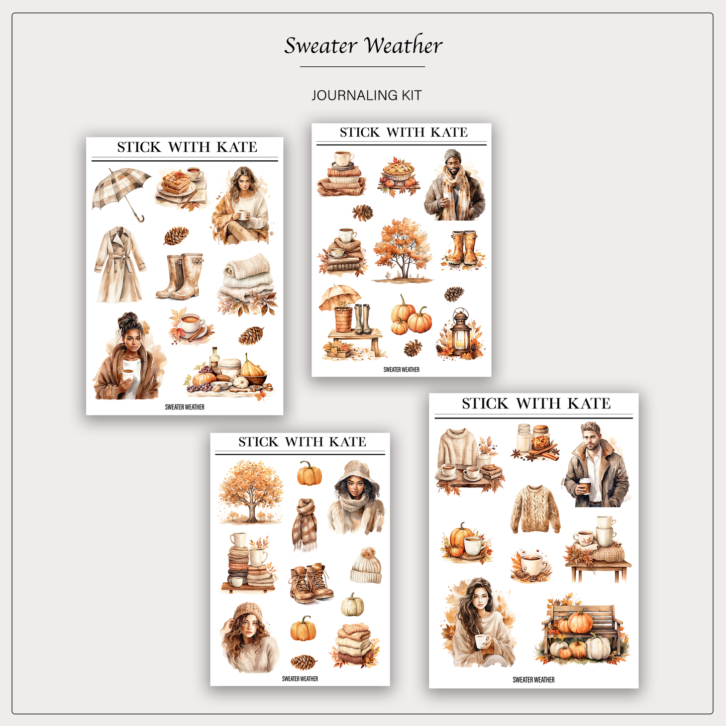 Sweater Weather Journaling Kit | Set of 4 Sticker Sheets