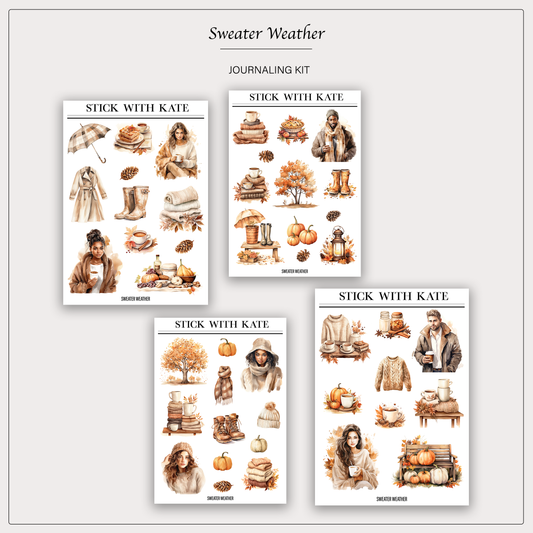 Sweater Weather Journaling Kit | Set of 4 Sticker Sheets
