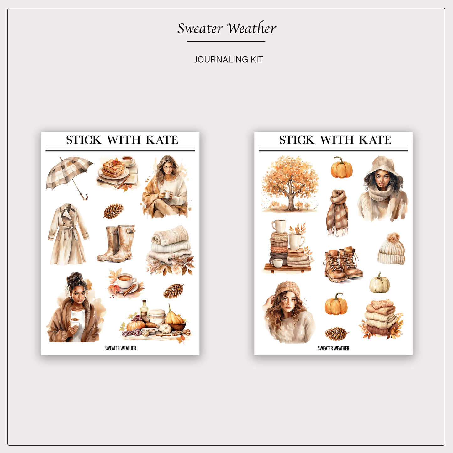 Sweater Weather Journaling Kit | Set of 4 Sticker Sheets
