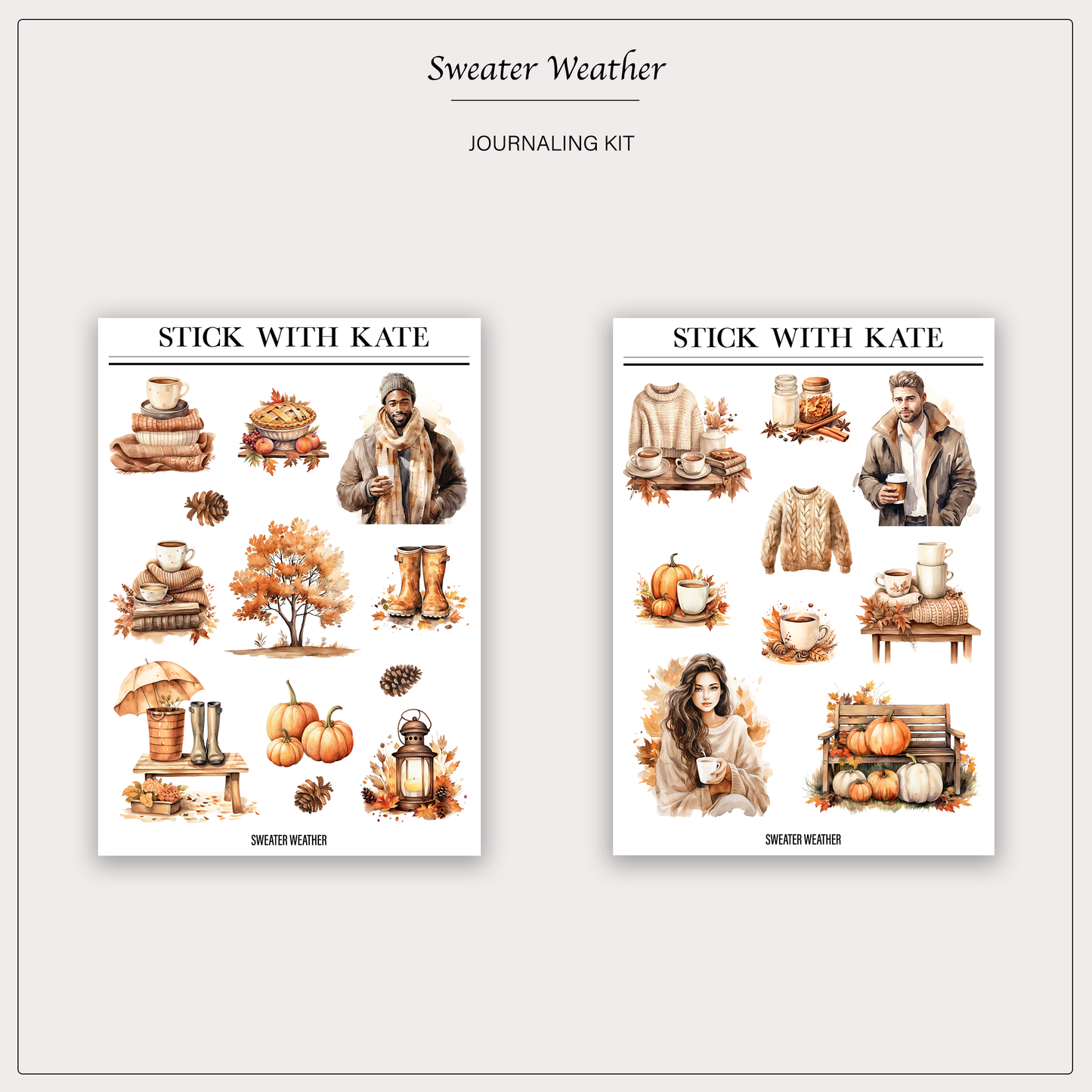 Sweater Weather Journaling Kit | Set of 4 Sticker Sheets