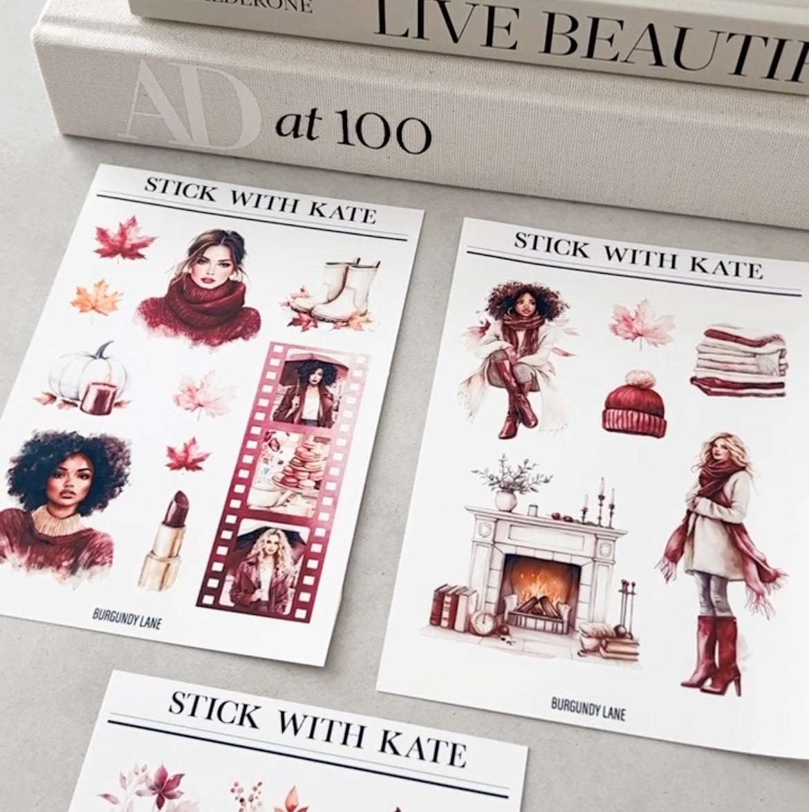 Burgundy Lane Sticker Set - Autumn Vibes Collection | Set of 2