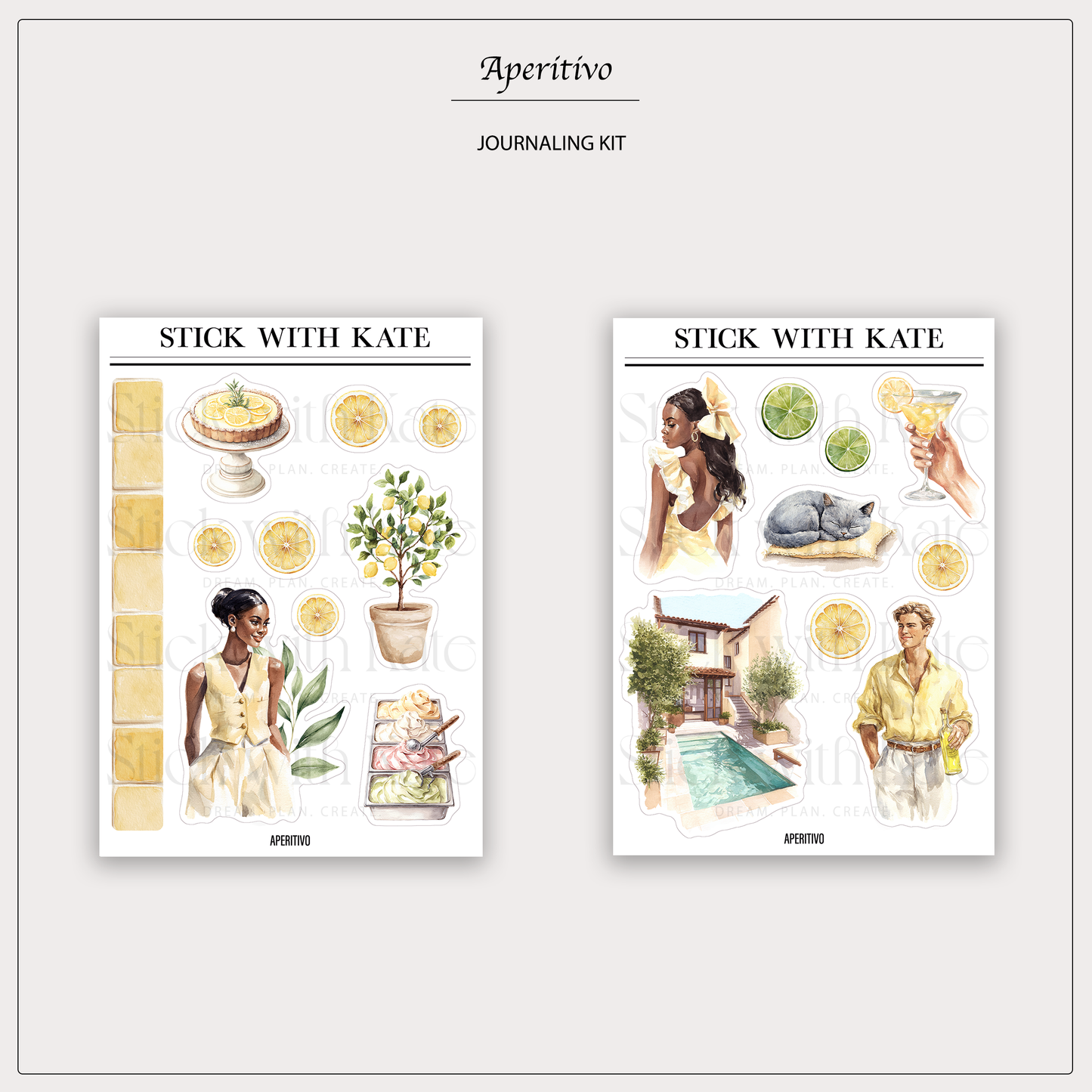 Aperitivo Journaling Sticker Kit | Set of 4 Sticker Sheets