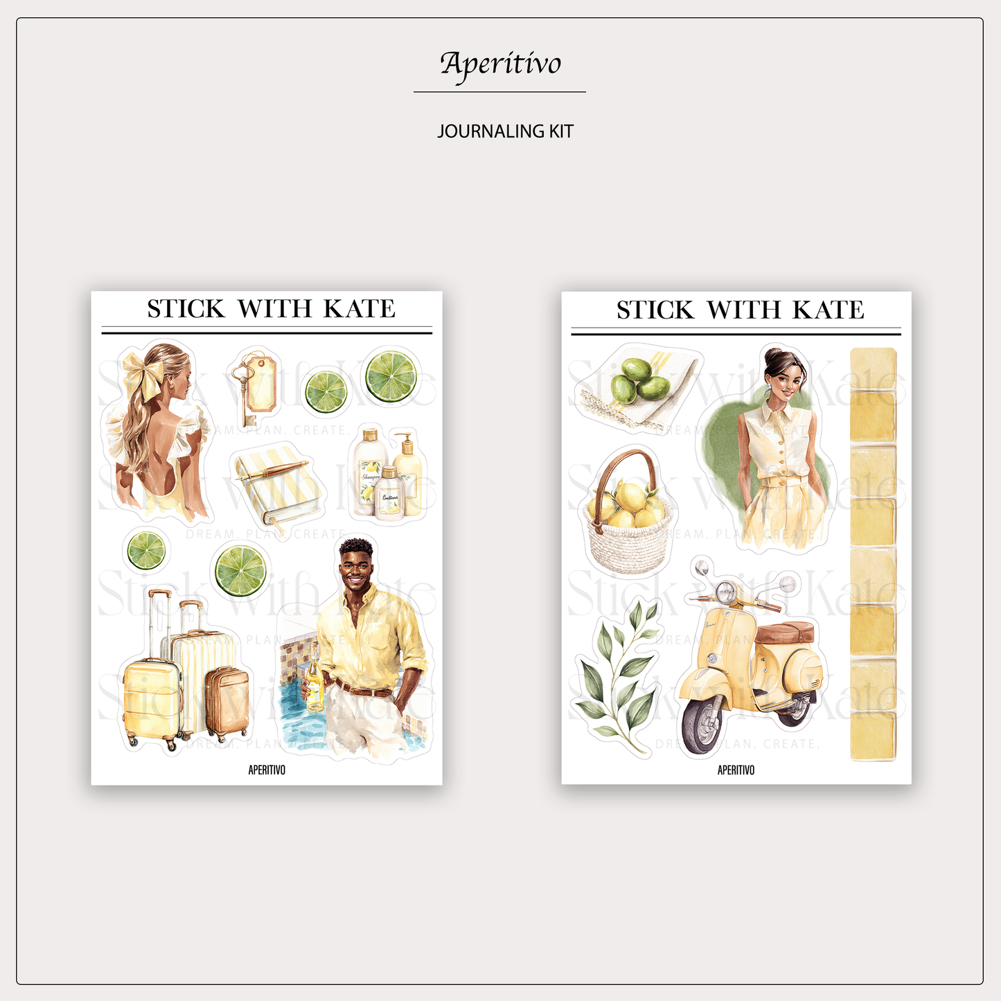 Aperitivo Journaling Sticker Kit | Set of 4 Sticker Sheets