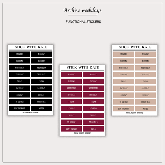 Archive Weekdays - Functional Stickers