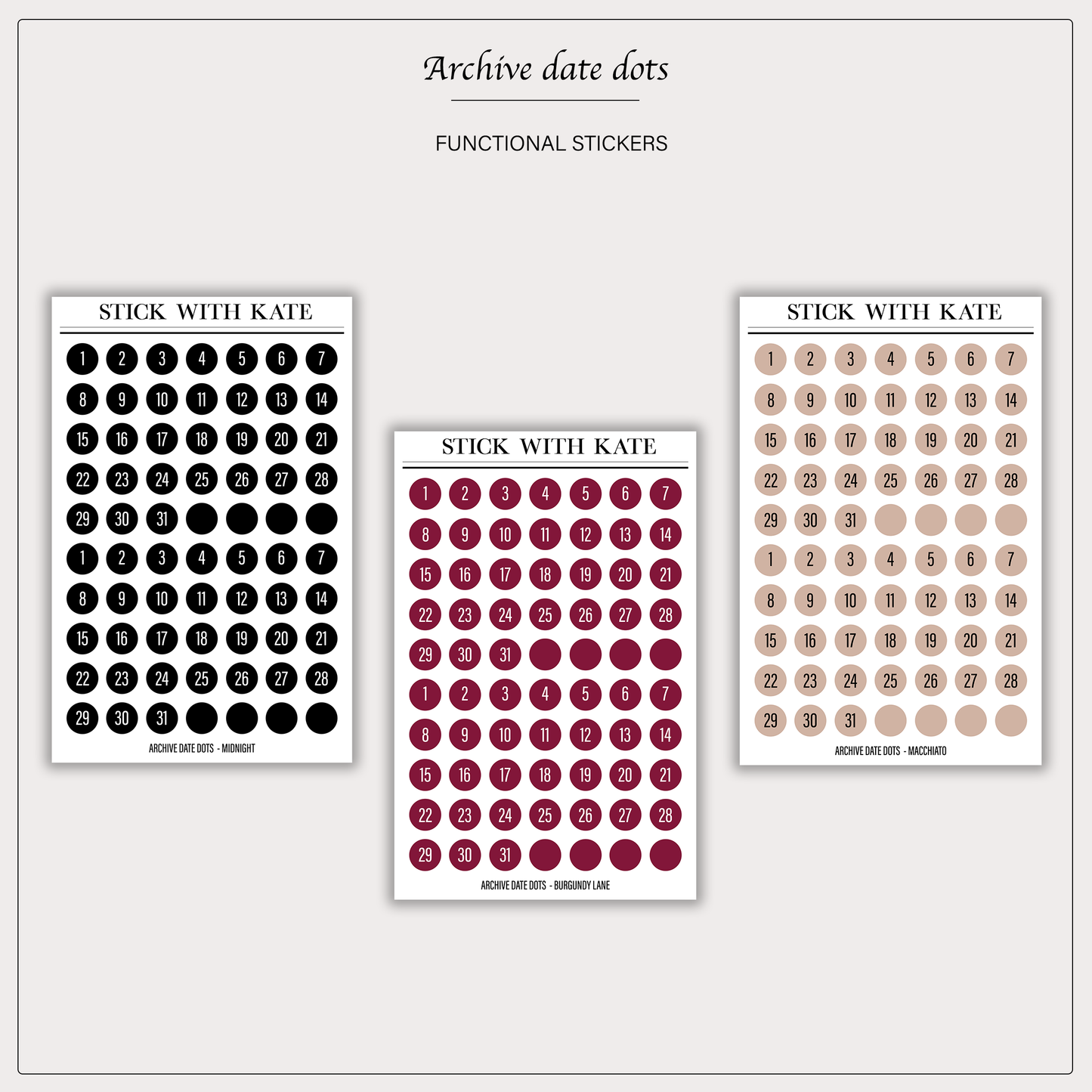 Archive Date Dots - Functional Stickers