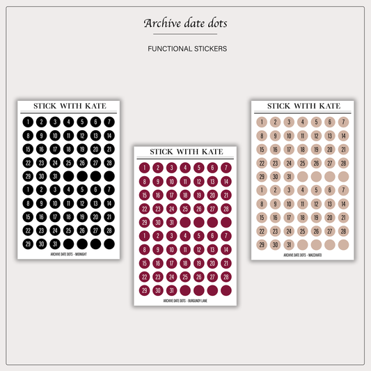 Archive Date Dots - Functional Stickers