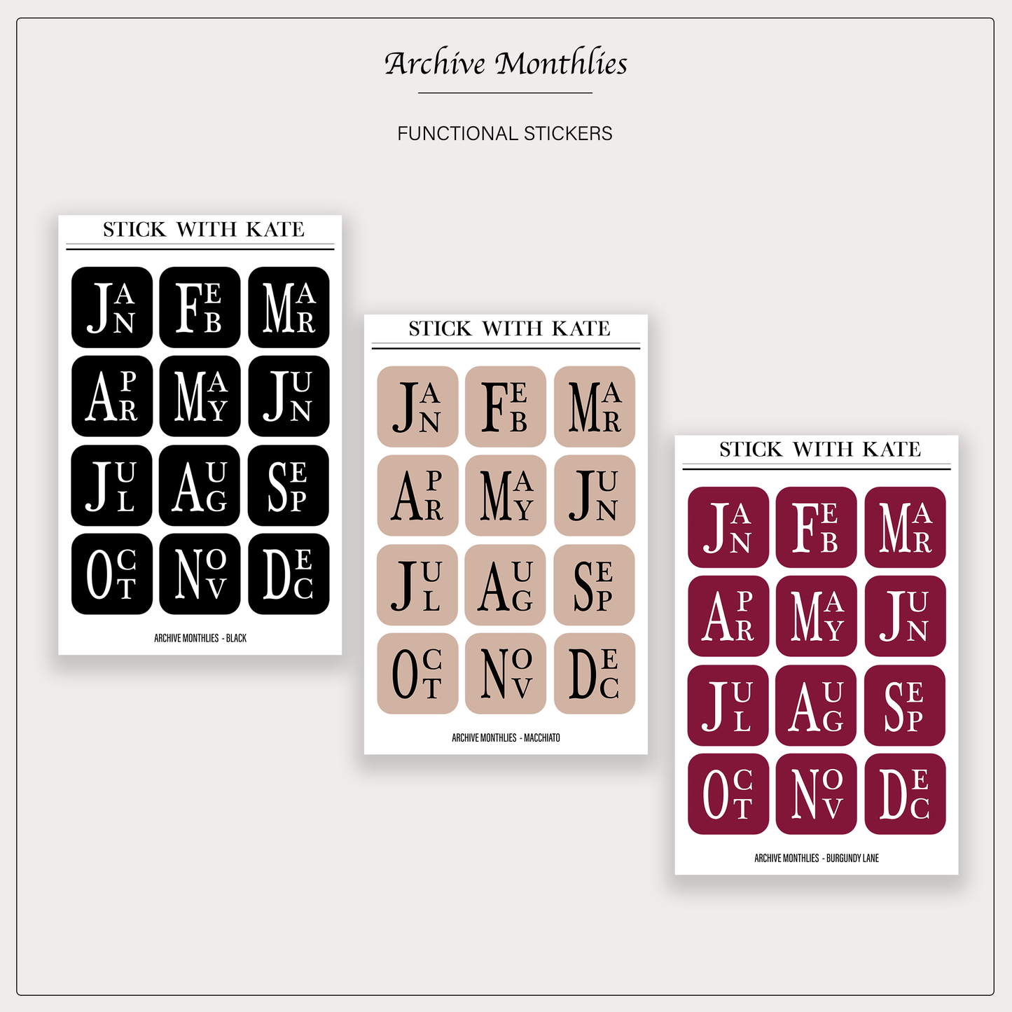 Archive Monthlies - Functional Stickers