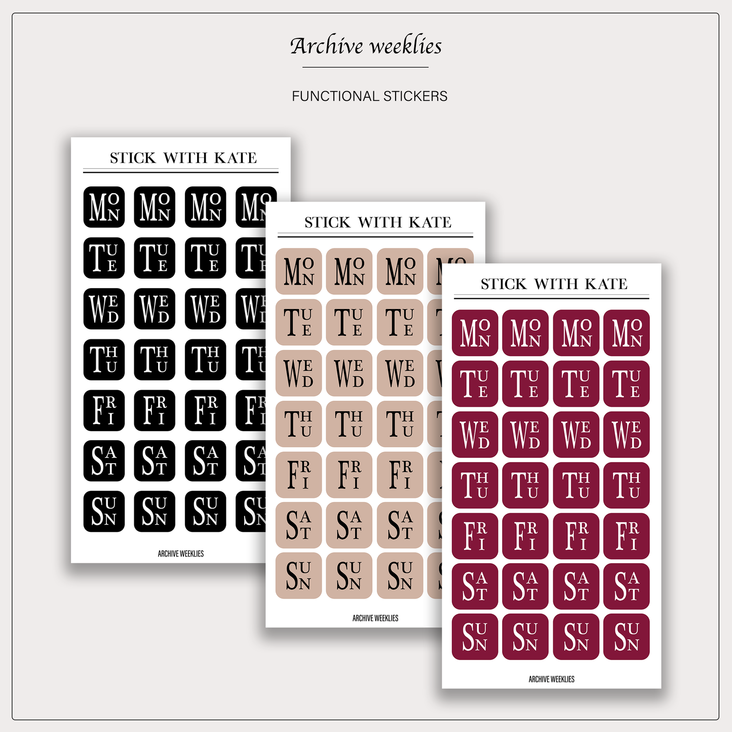 Archive Weeklies - Functional Stickers