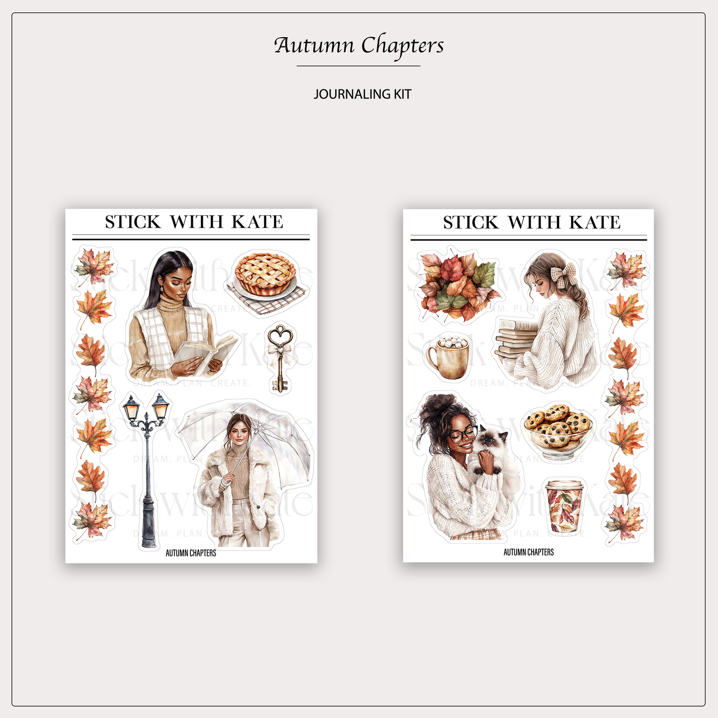 Autumn Chapters Journaling Sticker Kit | Set of 4 Sticker Sheets