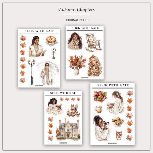 Autumn Chapters Journaling Sticker Kit | Set of 4 Sticker Sheets