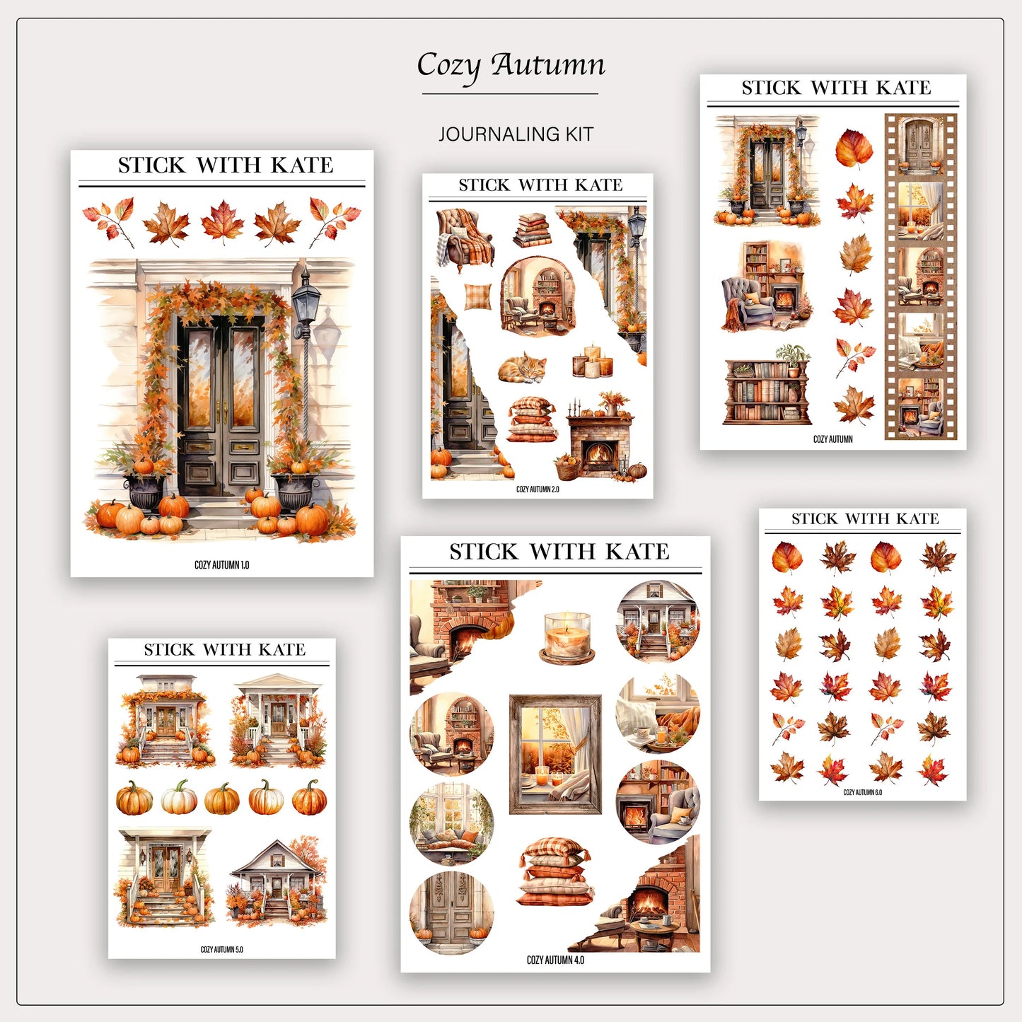 Cozy Autumn Journaling Kit | Set of 6 Sticker Sheets