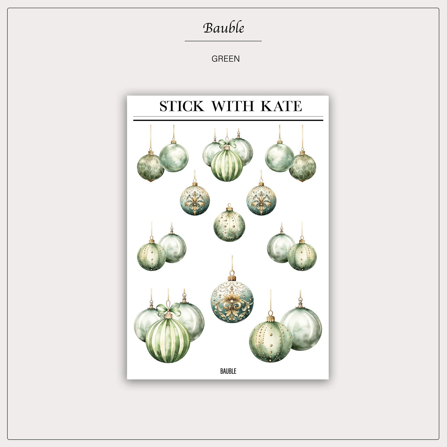 Bauble Green - Sticker Sheet