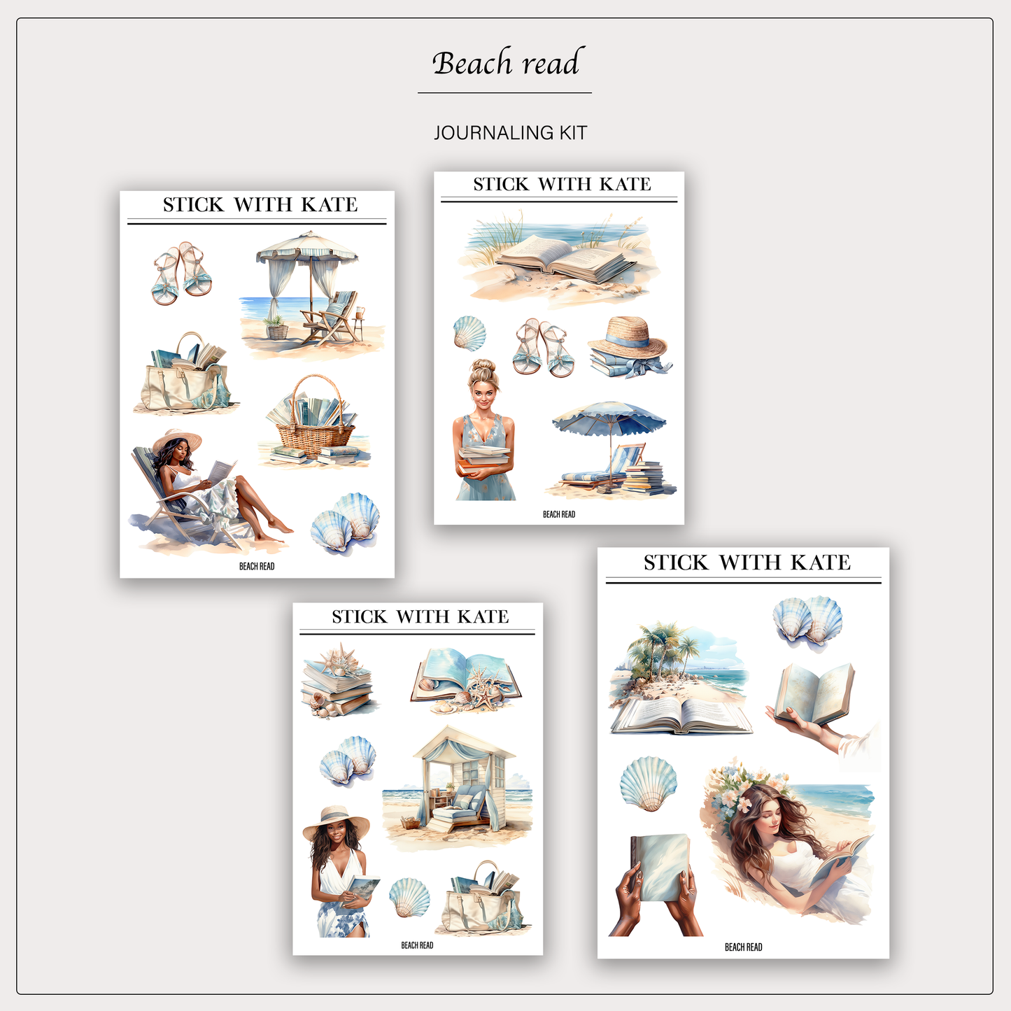 Beach Read Journaling Sticker Kit | Set of 4 Sticker Sheets